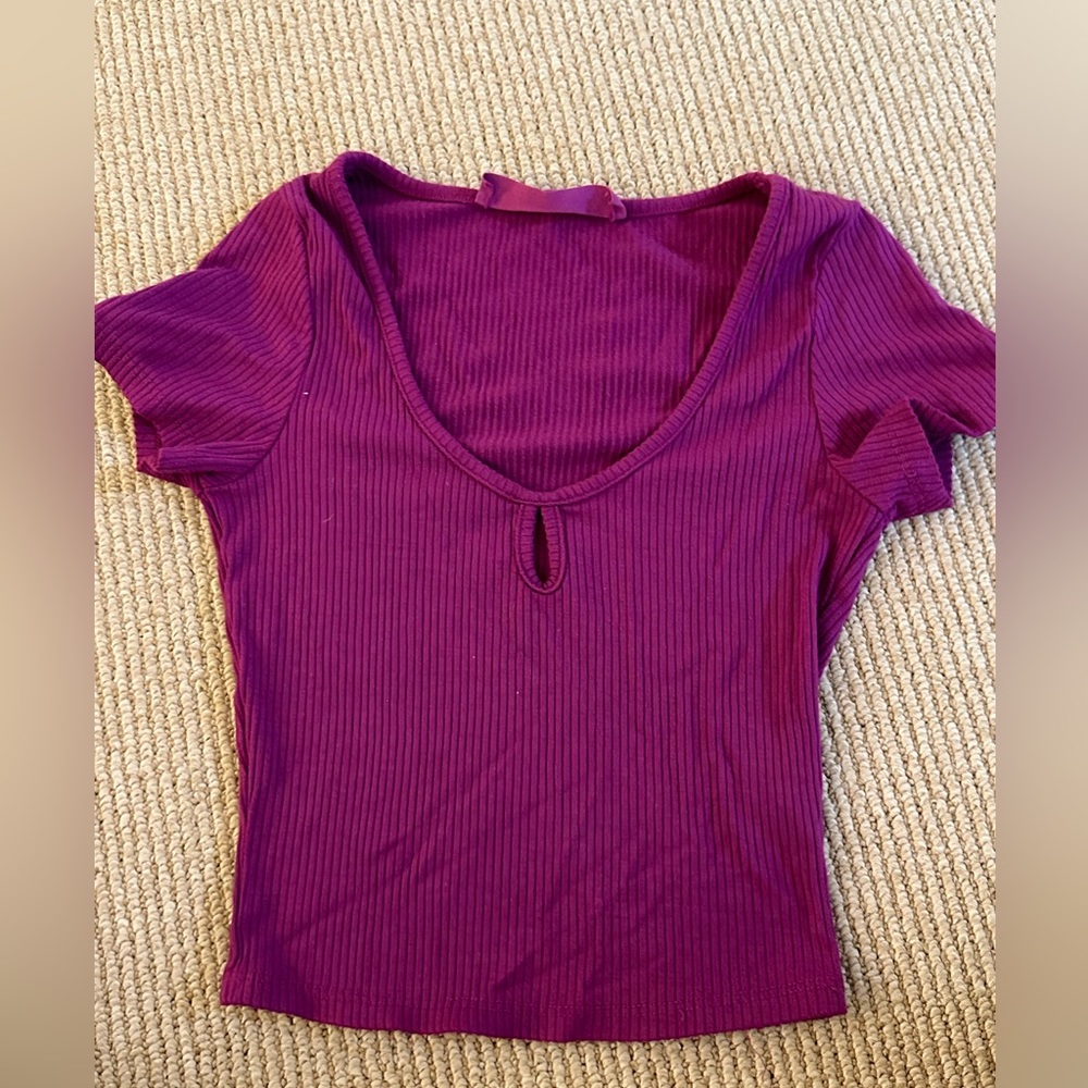 Purple top with cut out